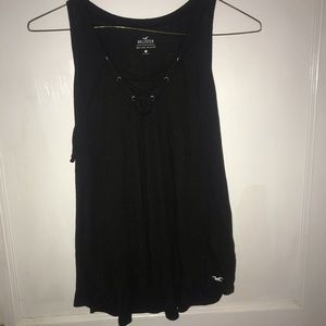Hollister Black Tank top criss cross ties